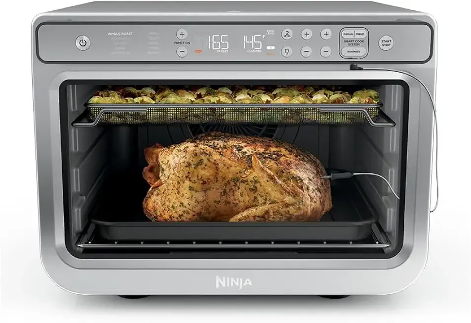 Ninja Prestige Smart XL with Pro Cook System 10-in-1 Air Fry Digital Countertop Convection Toaster Oven with Air Fry, Air Roast, Broil & Bake, Pro Cook Thermometer, 1800 Watts, Stainless Steel, DT551