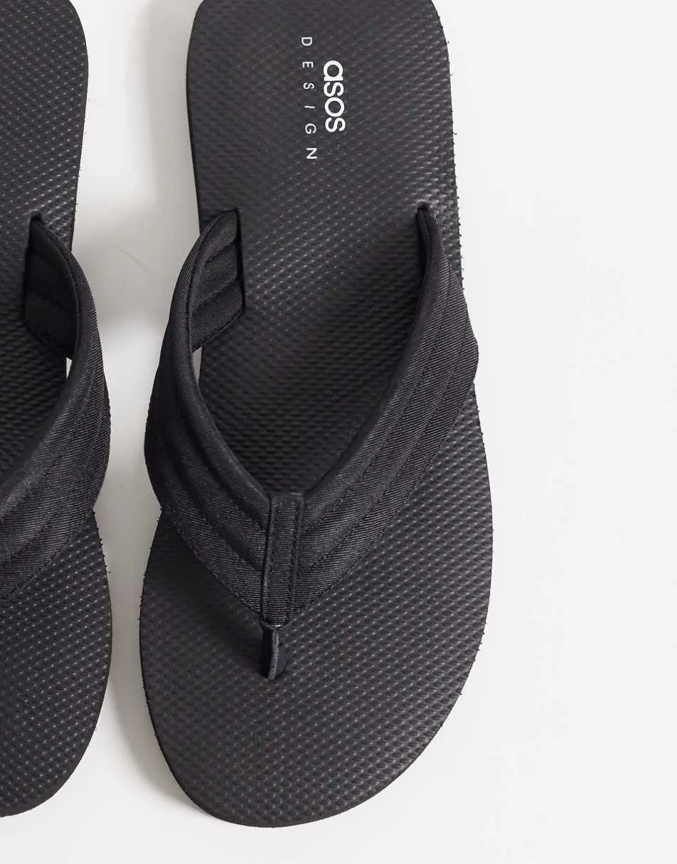 ASOS DESIGN flip flops with grosgrain strap in black
