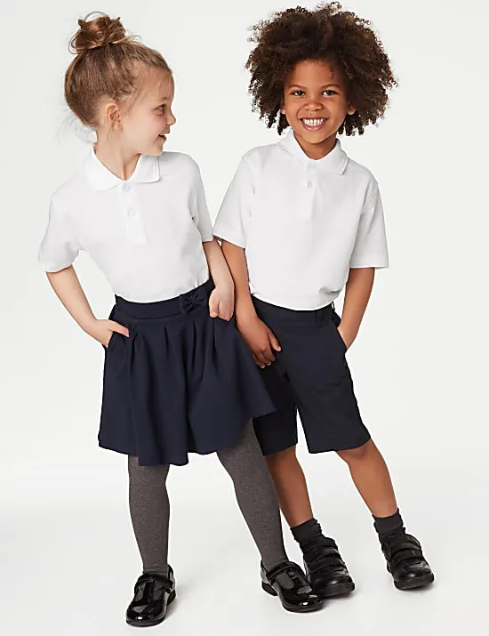 5 Pack Unisex Pure Cotton School Polo Shirts (2-18 Yrs)