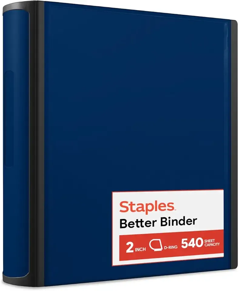 Staples Better Binder 2-Inch 3-Ring Binder, Blue – Heavy-Duty Binder for School & Office Organization