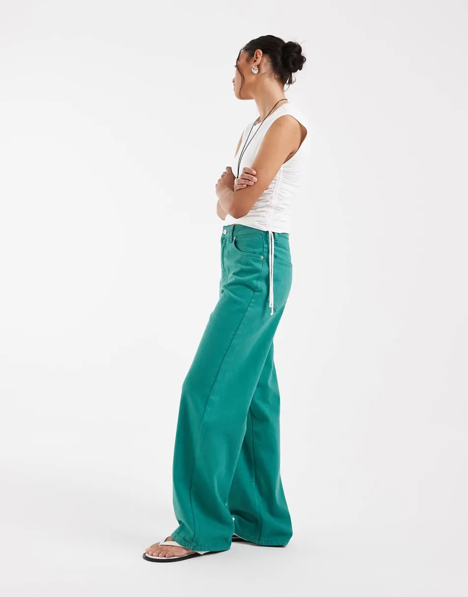 ASOS DESIGN wide leg dad jeans in green