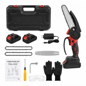 Mini motosega senza fili da 6 pollici, completa di due batterie e due catene – per la potatura del giardino