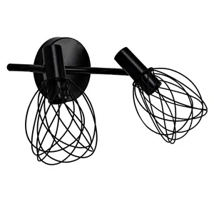 Faretto decorativo senza fonte luminosa MERONE in ferro nero E14 INSPIRE 2 luci