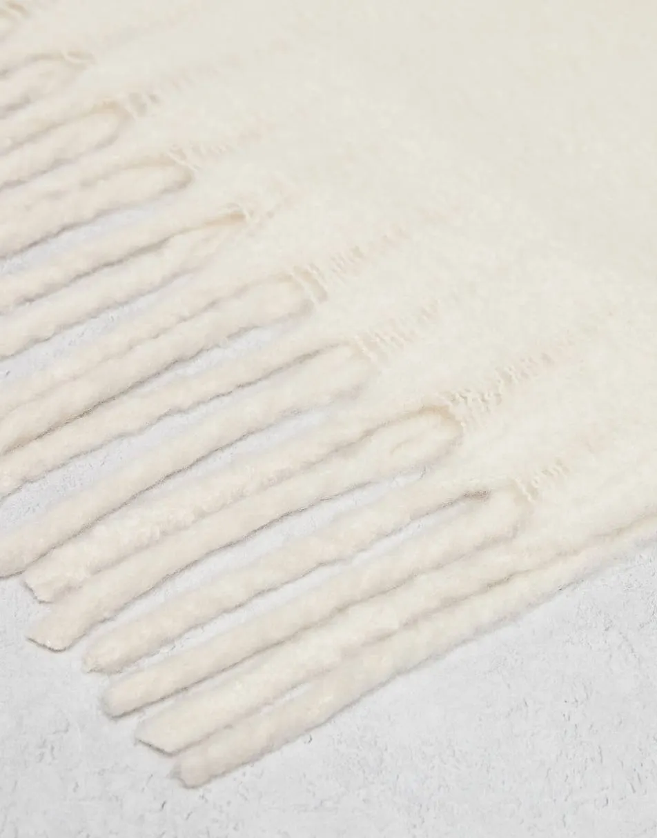 ASOS DESIGN woven brushed scarf in cream