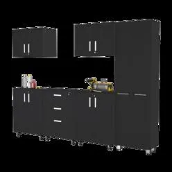 TUHOME Lima 6 Piece Garage Set, 2 Wall Cabinets + 2 Storage Cabinets + Drawer Base C...