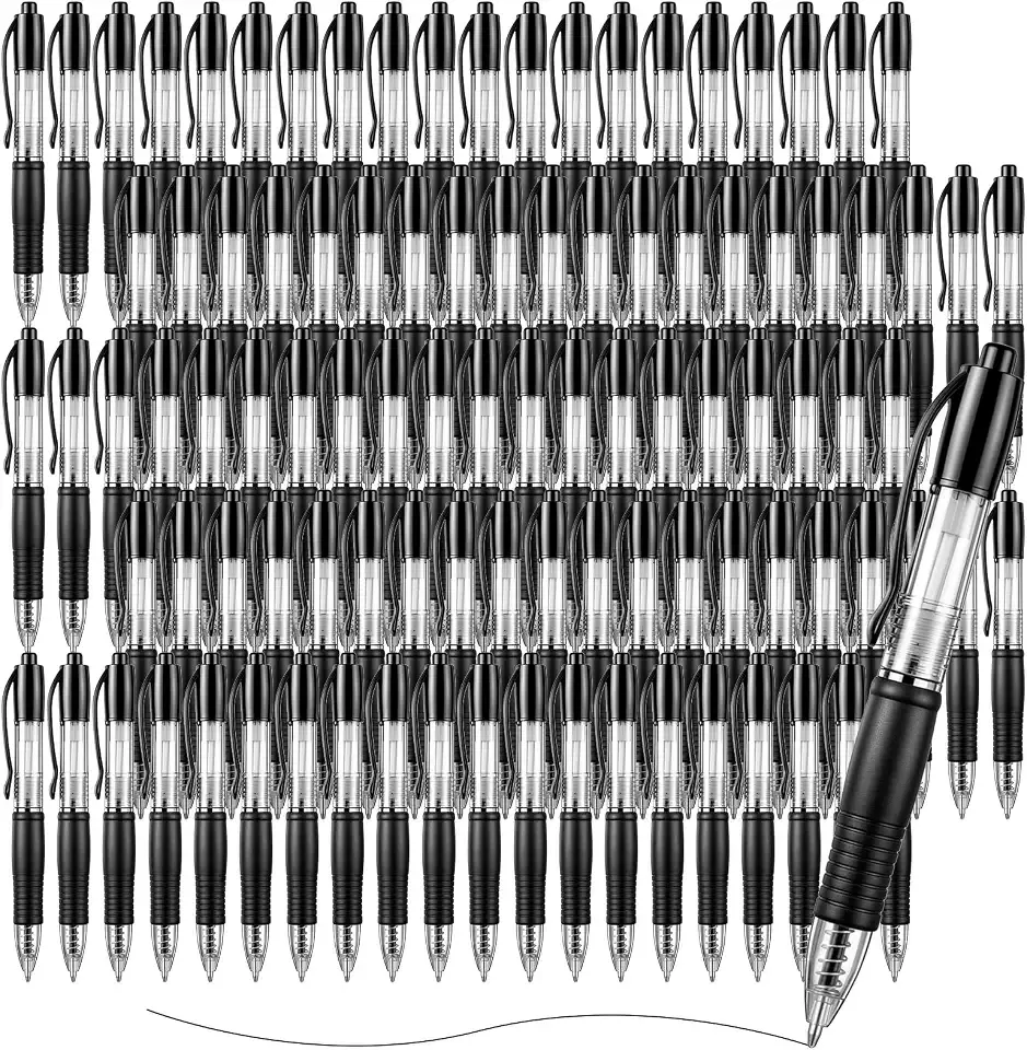 100 Pcs Ballpoint Pens Bulk Pack, 1.0mm Fine Point Retractable Mini Pens with Transparent Barrel & Black Clip for Office School Classroom Student Teacher Supplies