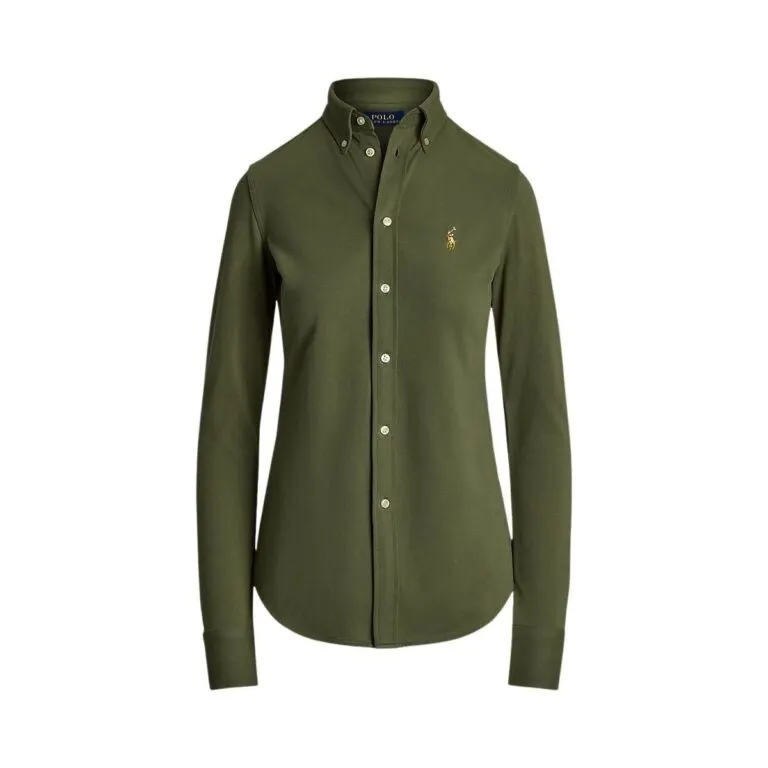 Slim Fit Knit Cotton Oxford Shirt - Grønn