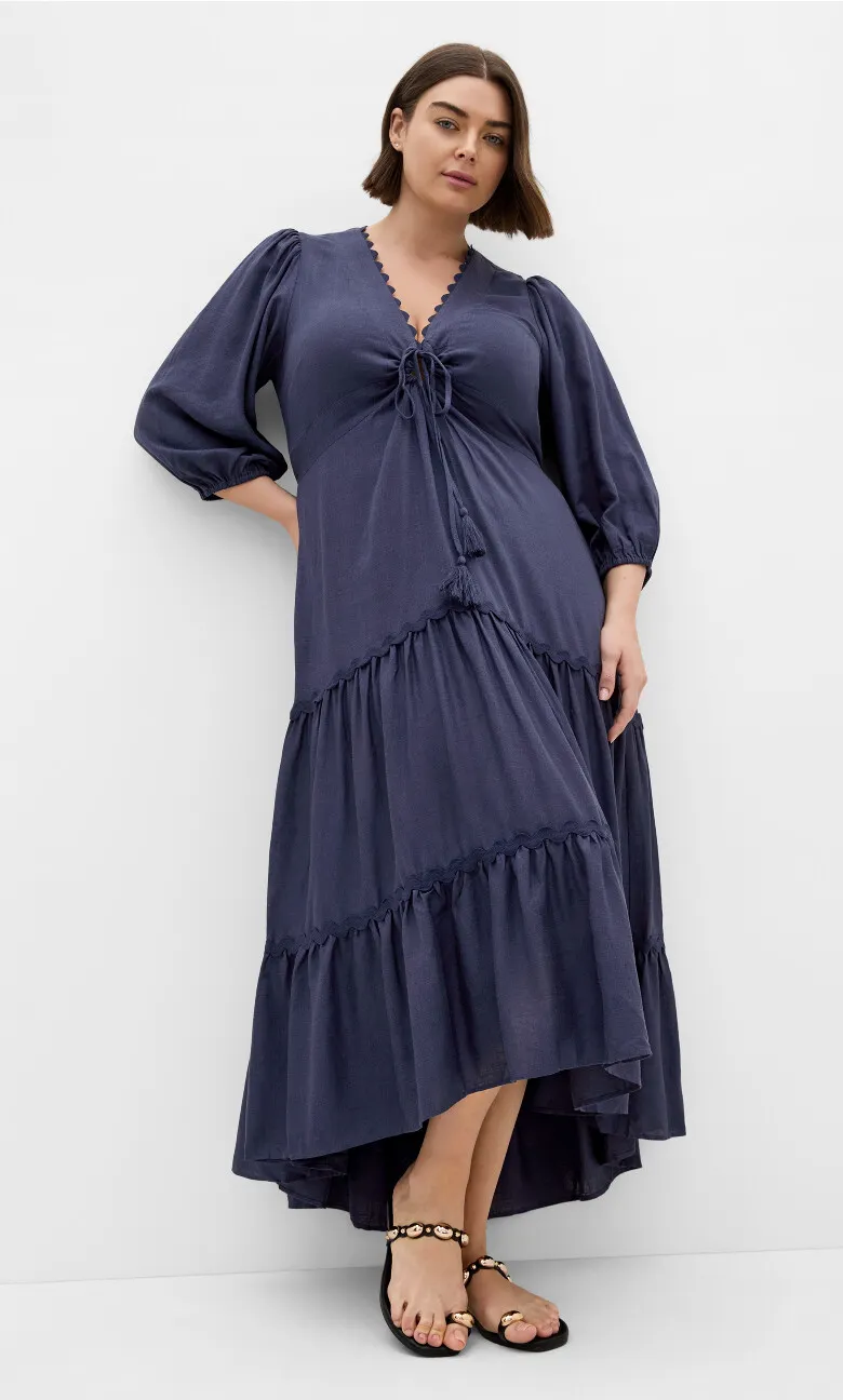 Cabana Tiered Maxi Dress - navy