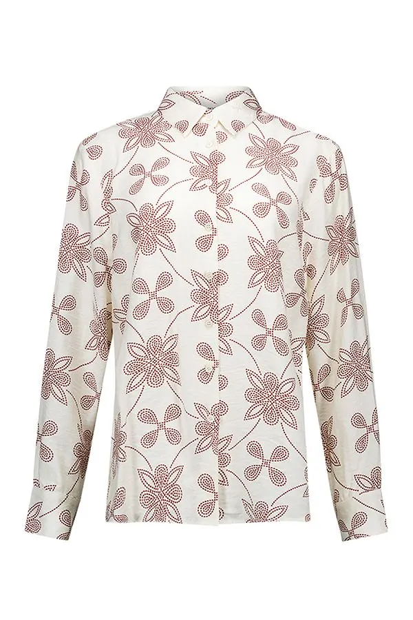 Ecru blouse met grafische print