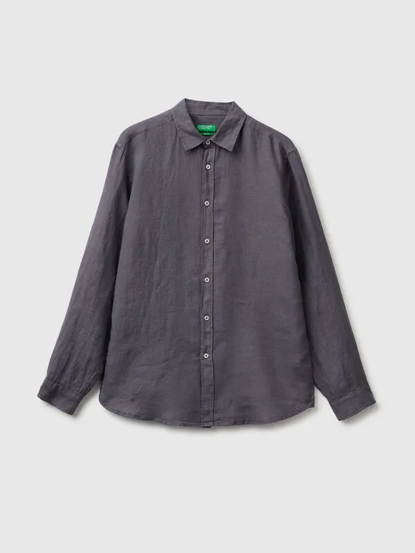 Grey shirt in pure linen