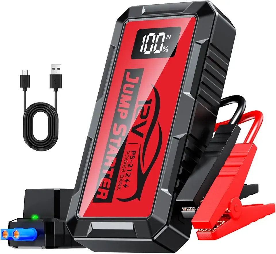 8000A Car Jump Starter, 12V Jump Starter Battery Pack (All Gas,up to 10.0L Diesel Engine) Jumper Cables Portable Lithium Jump Box, USB Output and LED Light