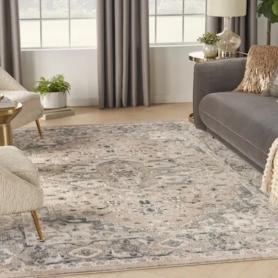 River Loomed Polyester/Polypropylene Green Rectangular Indoor Floral/Botanical Area Rug