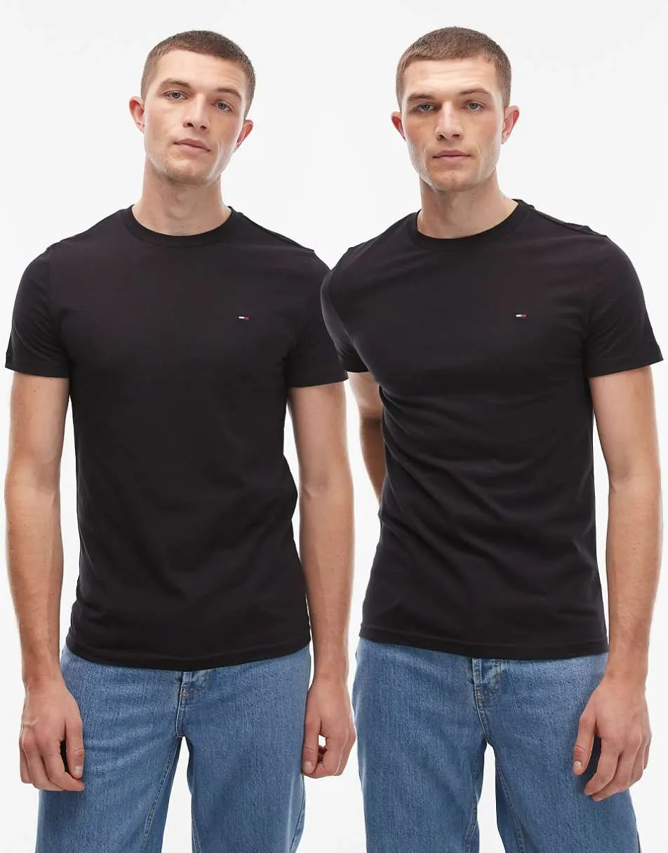 Tommy Jeans extra slim 2 pack t-shirts in black