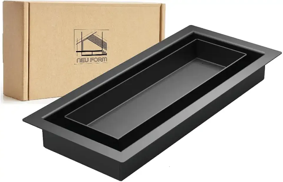 4x10 Inch Floor Register with Tray for Flooring Insert – Heavy-Duty Steel Vent Cover for Floor or Wall – Flush Mount Air Vent – Modern Low-Profile Design – DIY Installation