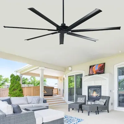 100-in Matte Black with Black Blades Ceiling Fan Without Light and Remote Control Included 7 -Blade