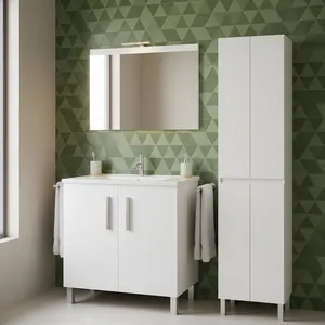 Mueble de baño con lavabo y columna Nerea Blanco 80x45 cm con 4 puertas
