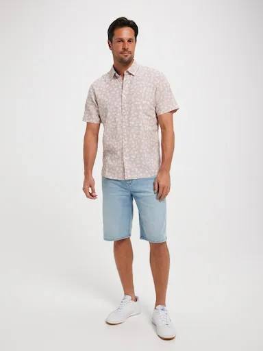 Just Jeans Short Sleeve Linen Blend Print Shirt