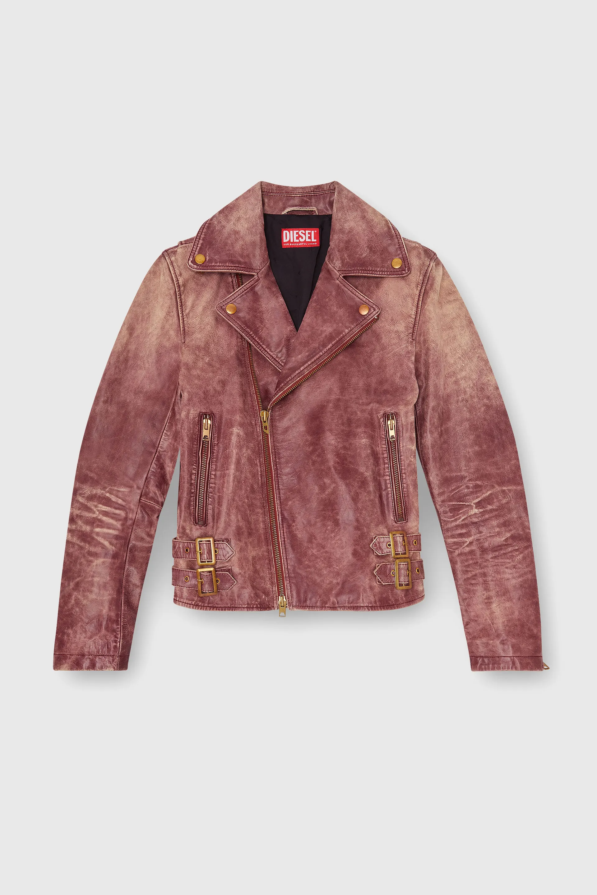 Biker jacket in treated leather