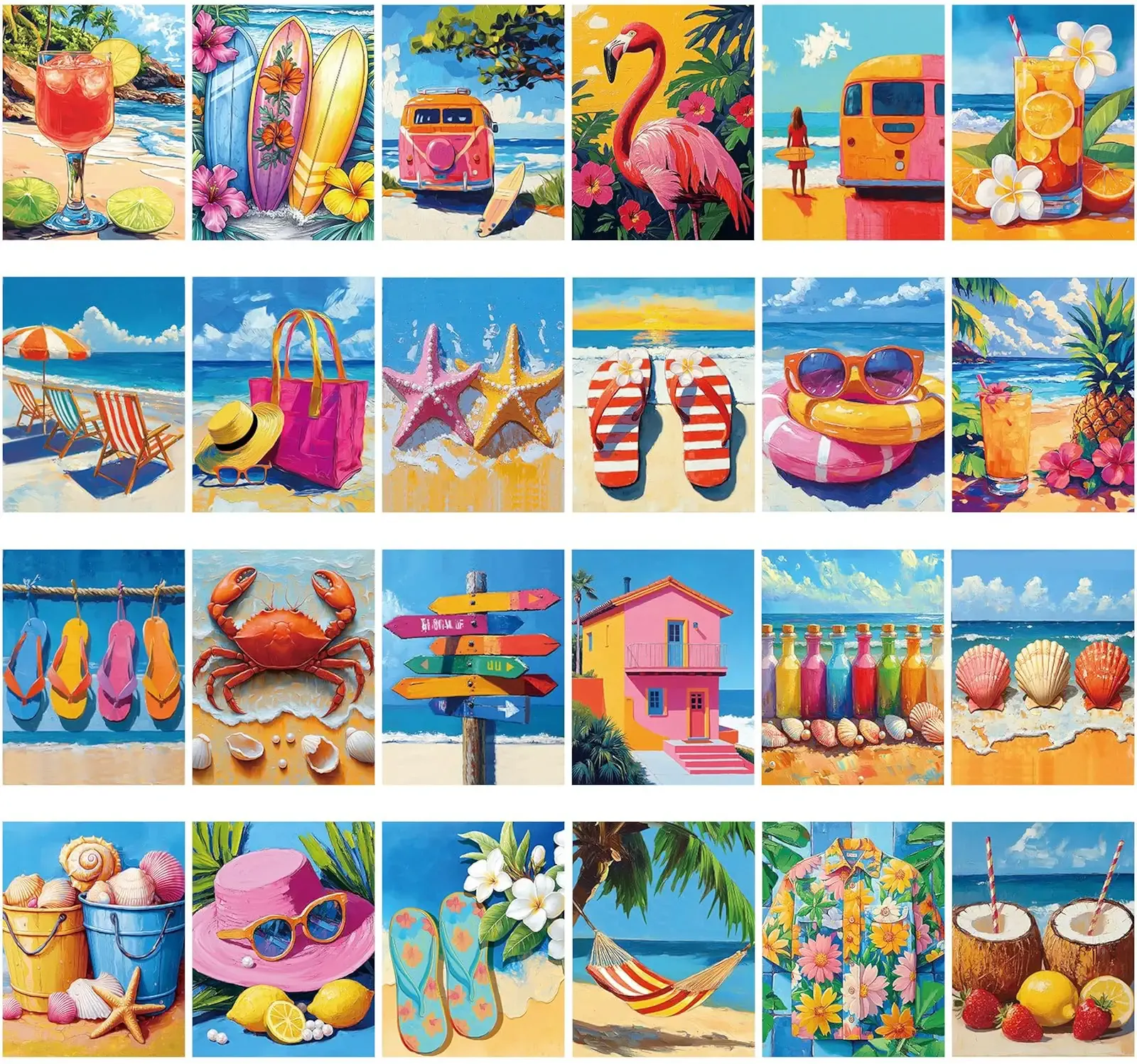 Sherr 24 Pcs Pre Drawn Canvas for Painting Adult Pre Printed Canvas Bulk Sip and Paint Kit Stretched Panels Paint Set for Theme Valentine Painting Night Party Favor(Hawaii,8 x 10 Inch)