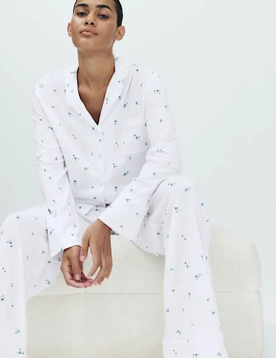 Cotton Modal Printed Revere Pyjama Set