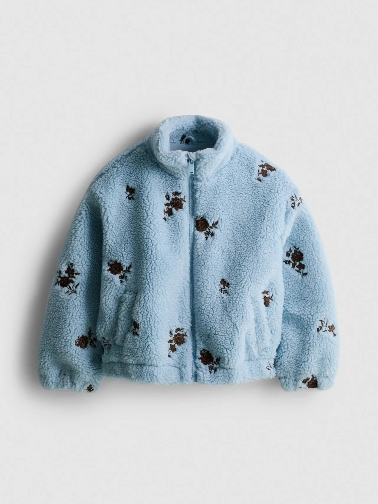 7–15 ans | Veste effet mouton retourné brodée à col cheminée