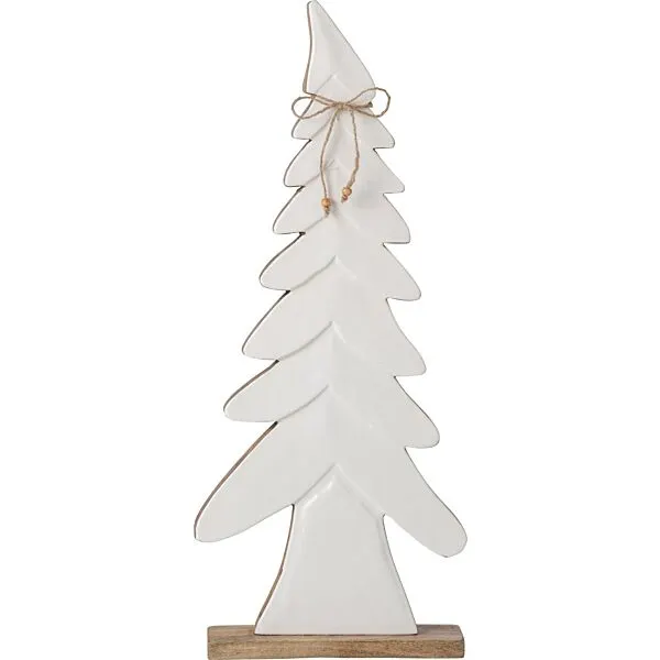 J-Line decoratief object boog mangohout naturel/wit - 27 x 7 x 62 cm