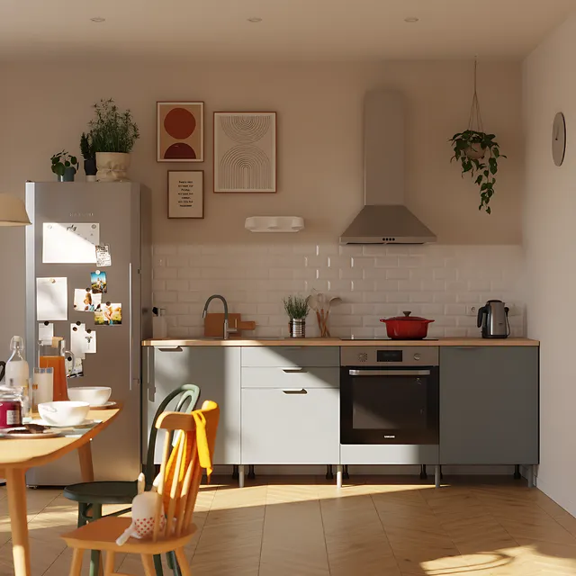 Cocina en kit Eleki gris 4 módulos bajos L.240 x H.87 x P.58 cm