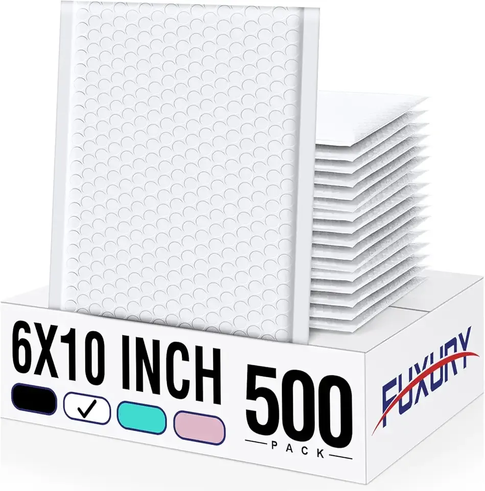 Fuxury 500 Pack White Bubble Mailers 6x10 Inch, Small Bubble Shipping Envelopes#0 Thick Bubble Padded Mailer Strong Adhesion Padded Envelopes for Mailing Jewelry,Makeup