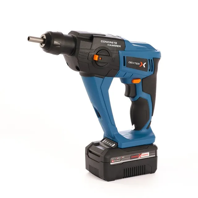 Martello tassellatore a batteria DEXTER 18V 4Ah 1.2J, 1 batteria