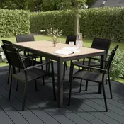 Table en aluminium et plateau imitation bois "AMELA" - L. 161,5 x l. 100 x H. 75,5 cm. - Marque BLOOMA