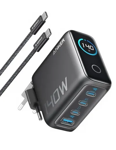 Nabíječka do sítě Anker 140W, 3xUSB-C, 1xUSB, šedá