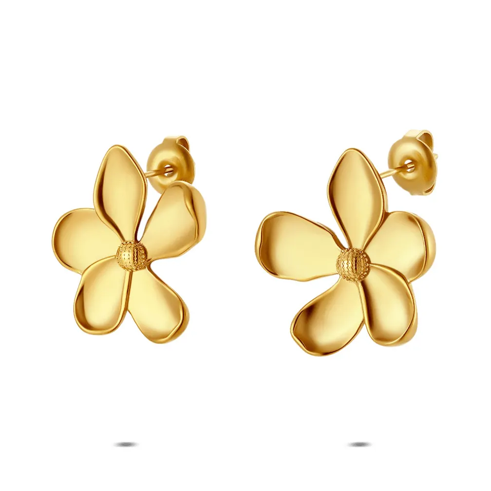 Oorbellen in edelstaal, bloemvorm