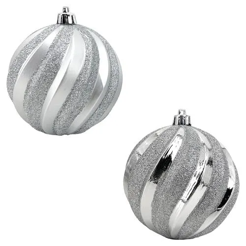 Enchanted Forest® 100mm Silver Shatterproof Ornaments - 2 Pack
