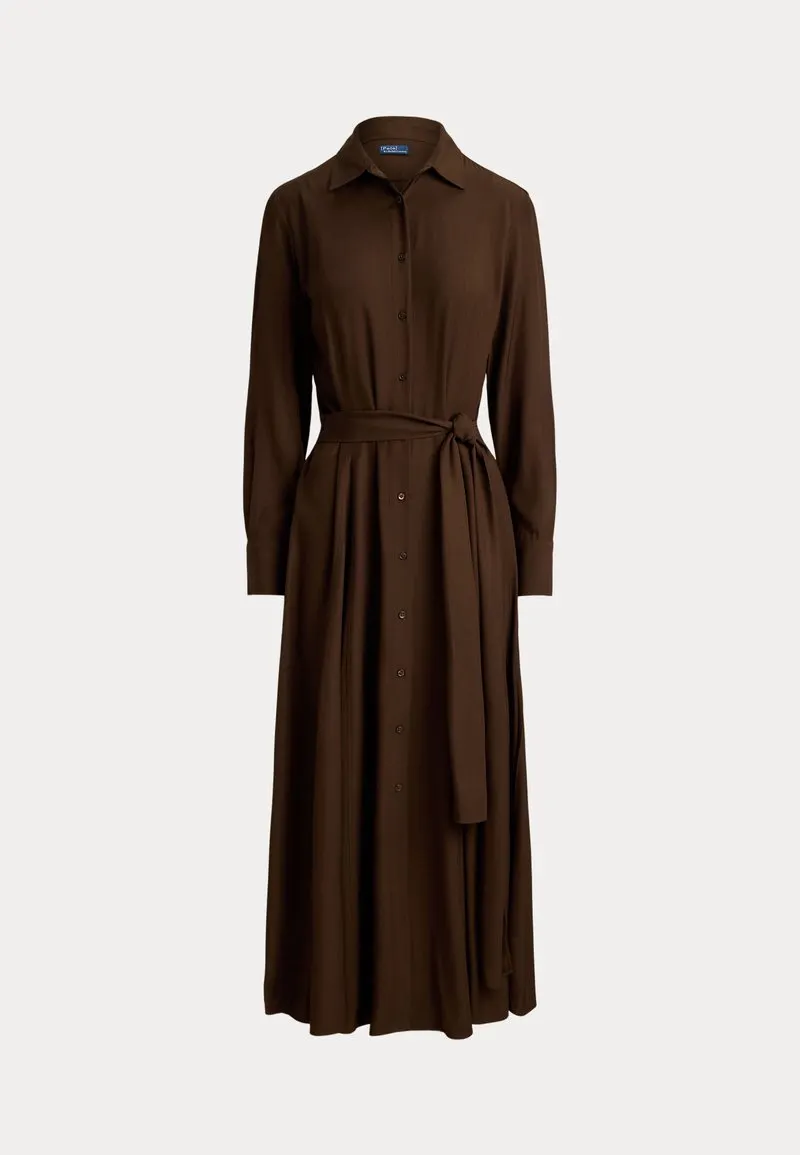 SELF-TIE TWILL SHIRTDRESS - Skjortekjole - dark brown
