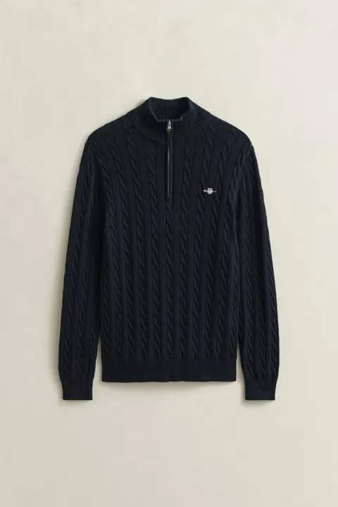 Kabelstrikket genser med half-zip