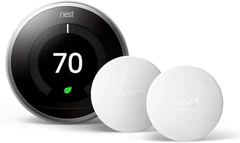 Google Nest 3rd Gen BH1252 Learning Wi-Fi Programmable Thermostat in Stainless Steel with 2 Sensors