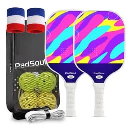 PadSoul Carbon Fiber Pickleball Paddle Set, Multi-Color