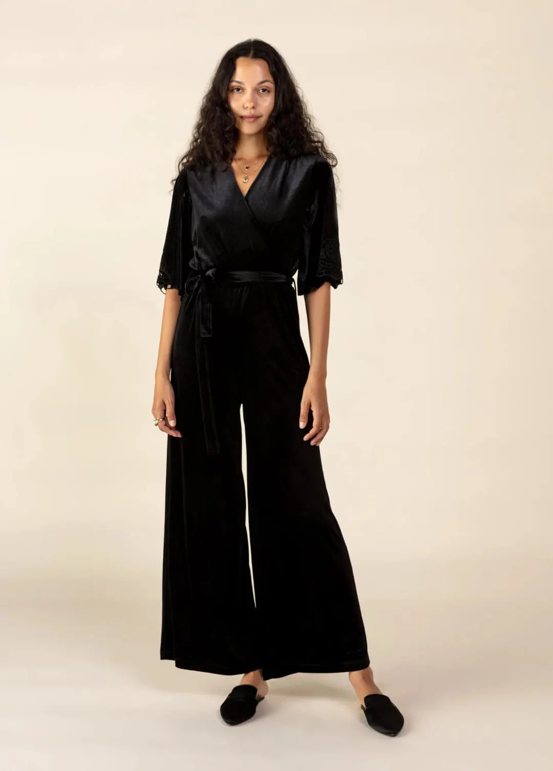 Lång jumpsuit i velour