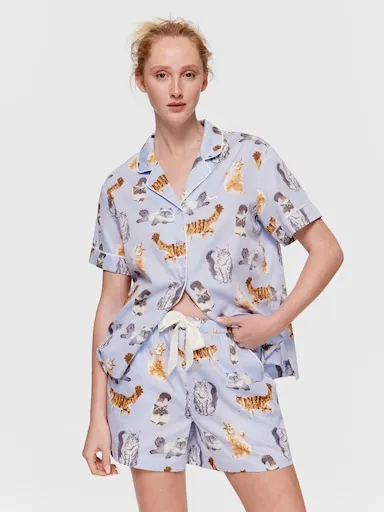 Mixed Cats 100% Cotton Relaxed Mid Short