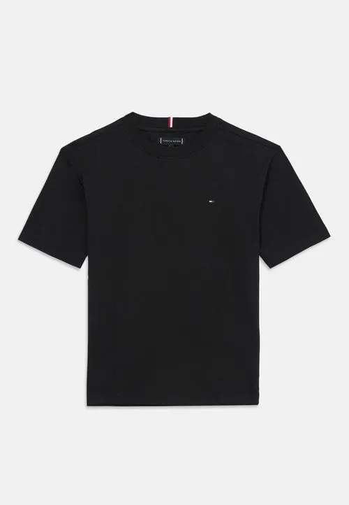 ESSENTIAL FLAG EMBROIDERY CREW NECK T-SHIRT - T-shirts - black