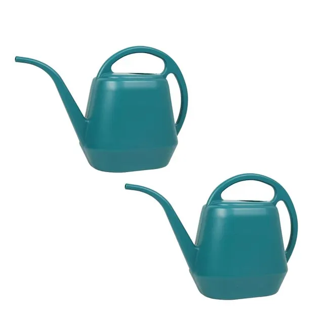 Annaffiatoio in plastica da 2 litri, per piante da interno ed esterno, verde (confezione da due)