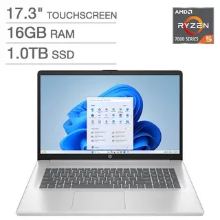 HP 17.3" HD+ Touchscreen Laptop - AMD Ryzen 5 7430U - 1600 x 900 -16GB Memory - 1TB SSD - Windows 11 Home