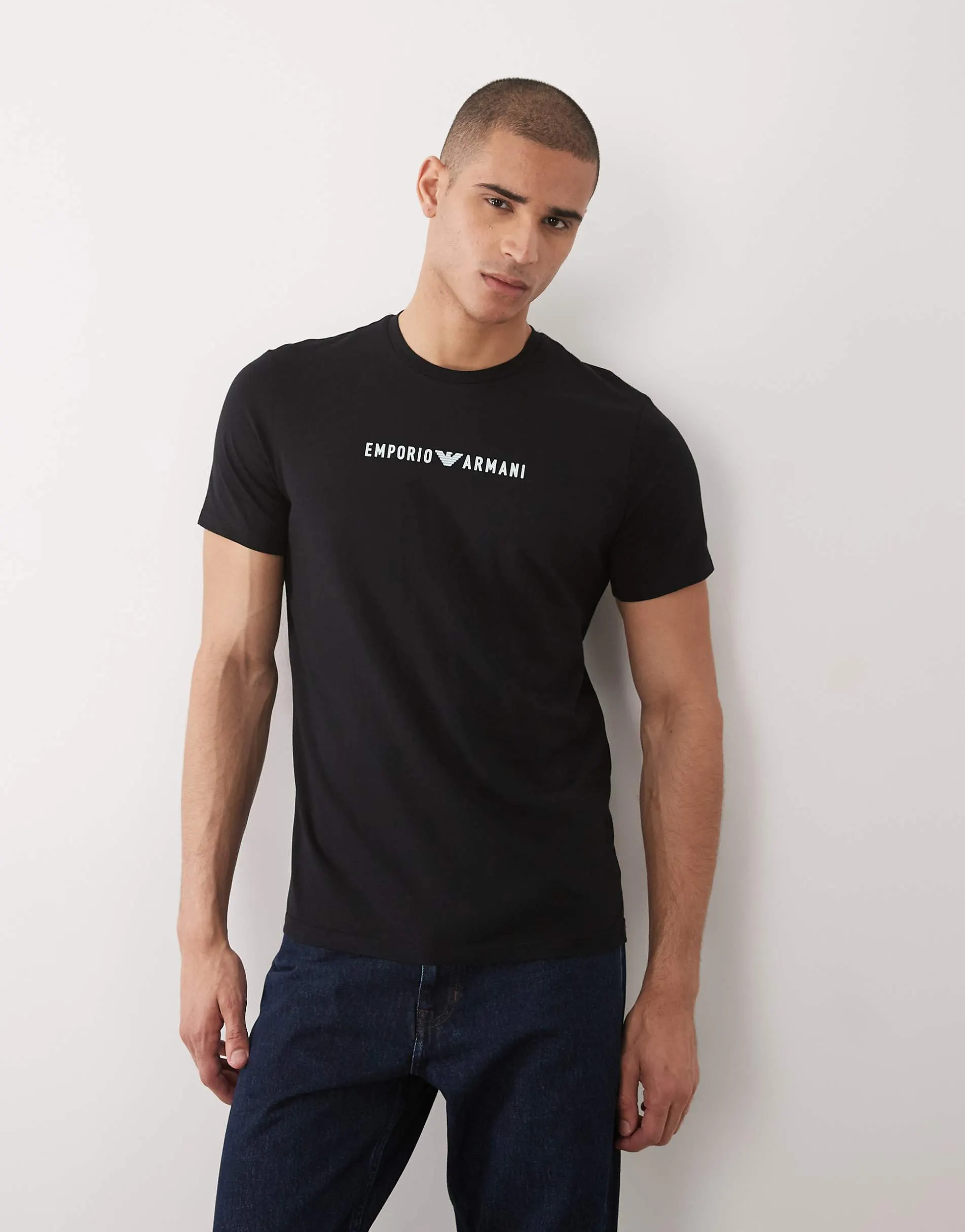 Emporio Armani Bodywear chest logo in black