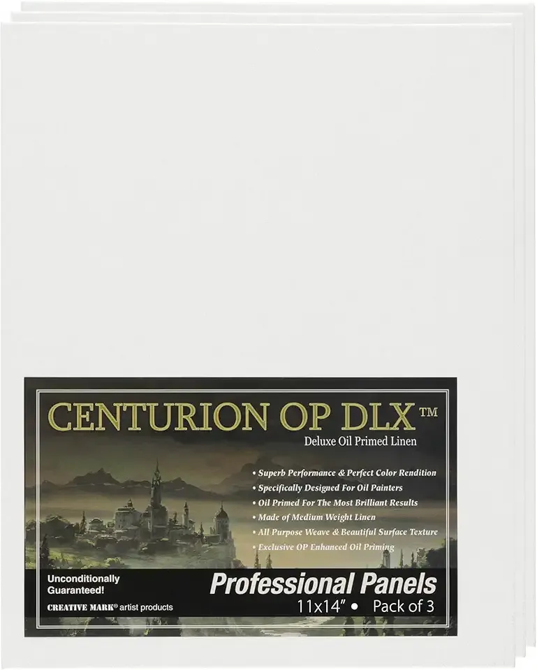 Centurion Deluxe Professional Oil Primed Linen Canvas Panels - 11"x14" - 3 Pack of Linen Canvases for Painting, Artwork and More