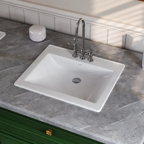 Rectangular 21 in. W Viterous China Drop-In Sink Bathroom Sink in White