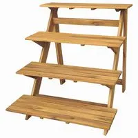 Klappbare Blumentreppe aus Akazienholz, ca. 74 x 78 x 76,5 cm - Braun