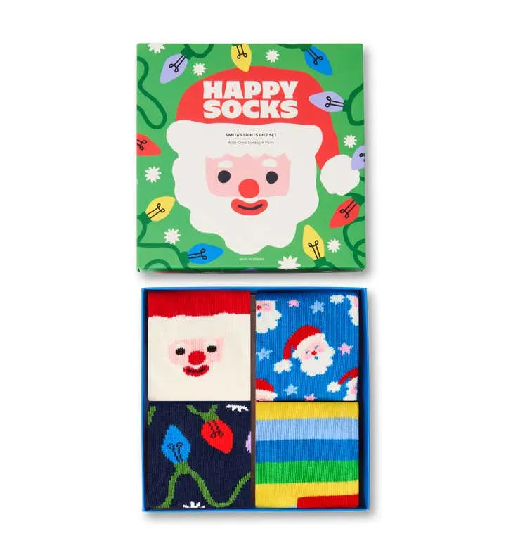 Kids 4-Pack Santa's Lights Socks Gift Set