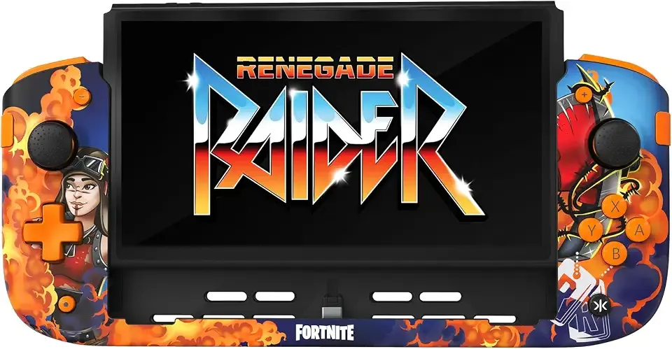 CRKD Nitro Deck+ Handheld Pro Controller for Nintendo Switch & OLED Model - TV Dockable - Programmable Sidekicks & Back Buttons - True Collection System (Renegade Raider Fortnite Edition)
