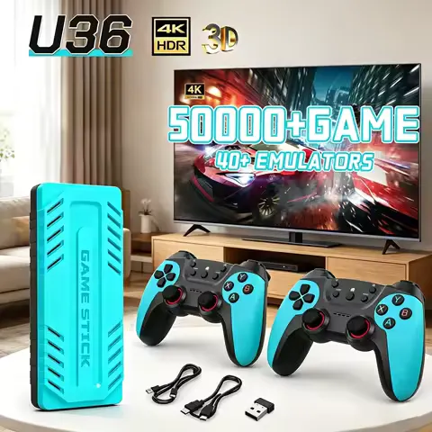 2026 New X10 Pro Retro Game Stick, 4K TV Game Console, 128G 50000 Games 50 Emulators with Gamepad
