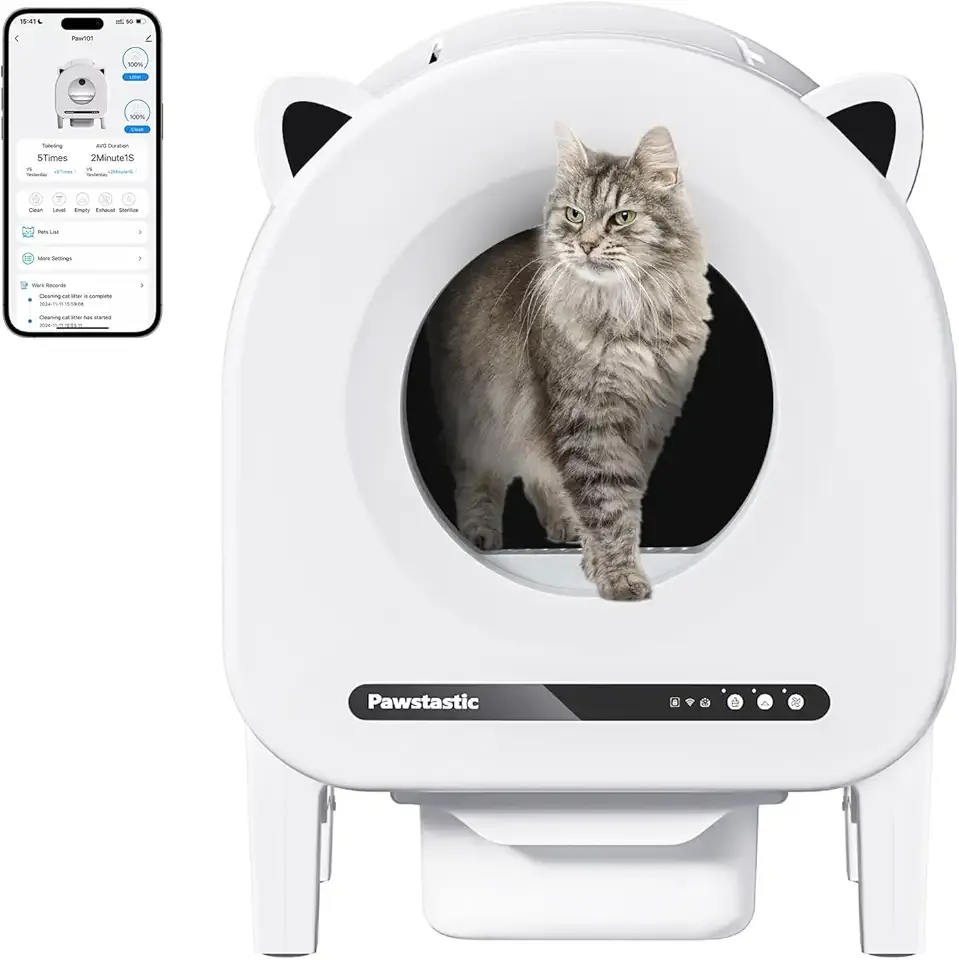ACERUN Automatic Litter Box, 68L Large Capacity, APP Control with Real-Time Monitoring, Multi-Safety Sensors, Odor Removal, Includes 2 Rolls Trash Bags